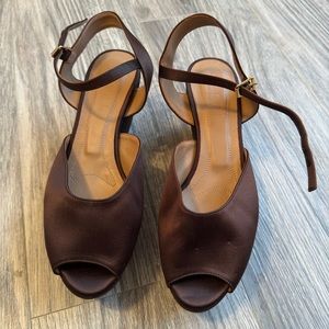 Marni Brown Satin Flatform sandals with Dust bag, Never Worn, EU 39